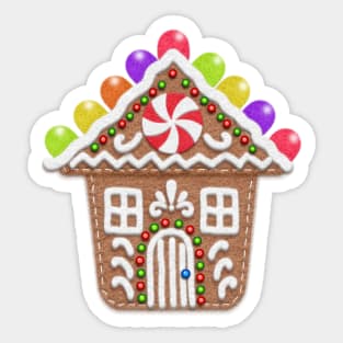 Felt Look Applique Style Gingerbread House by Cherie(c)2021 Sticker